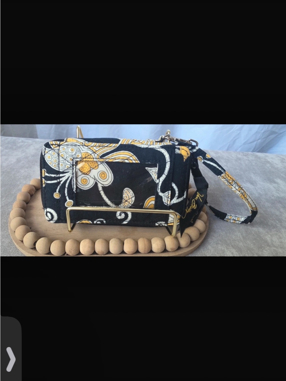 Vera Bradley Black, Yellow & White Floral Wristlet Crossbody